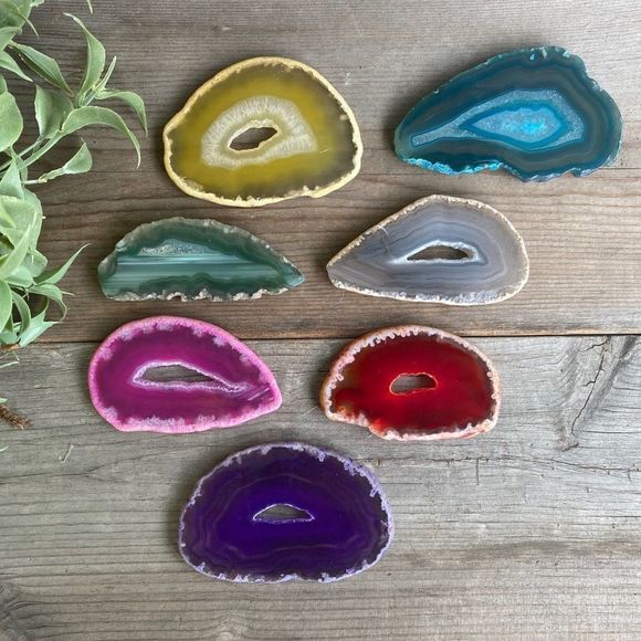 DYED Druzy Geode Agate Slices - Picture 1 of 4